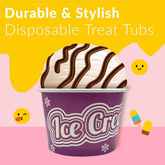 Disposable Paper Dessert Bowls Ice Cream Tubs 500ml (16oz)