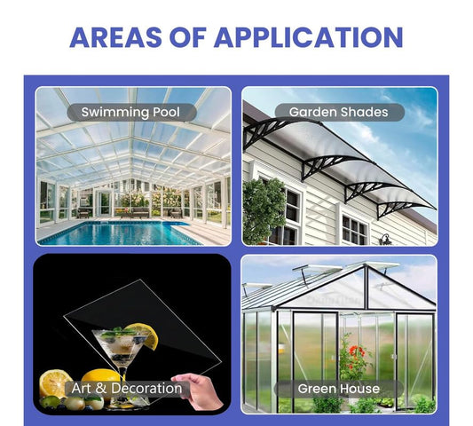 Clear Solid Polycarbonate Sheet – UV Protected, Shatterproof Plastic Panel for Roofing, Greenhouse, Canopy & DIY Projects