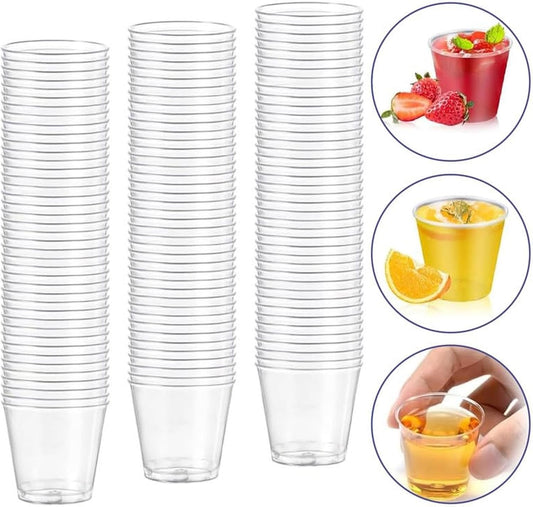 NIEVAN Crystal Clear Plastic Shot Glasses for Christmas, Weddings, Birthdays– 1oz (20ml)