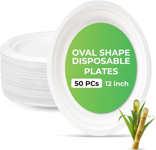 Disposable White Paper Plates | Heavy Duty, Microwave Safe, Compostable (Multiple Sizes & Pack Options)