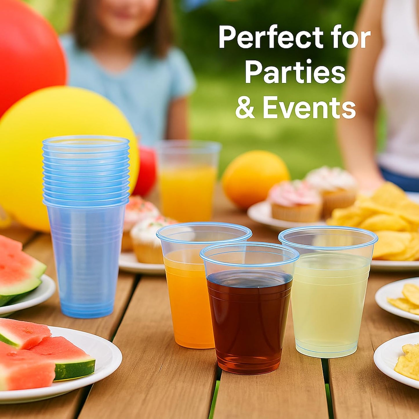 Blue Reusable Plastic Cups 9oz (250ml) – Durable Ripple Tumblers for Parties, Events, Catering & Hospitality