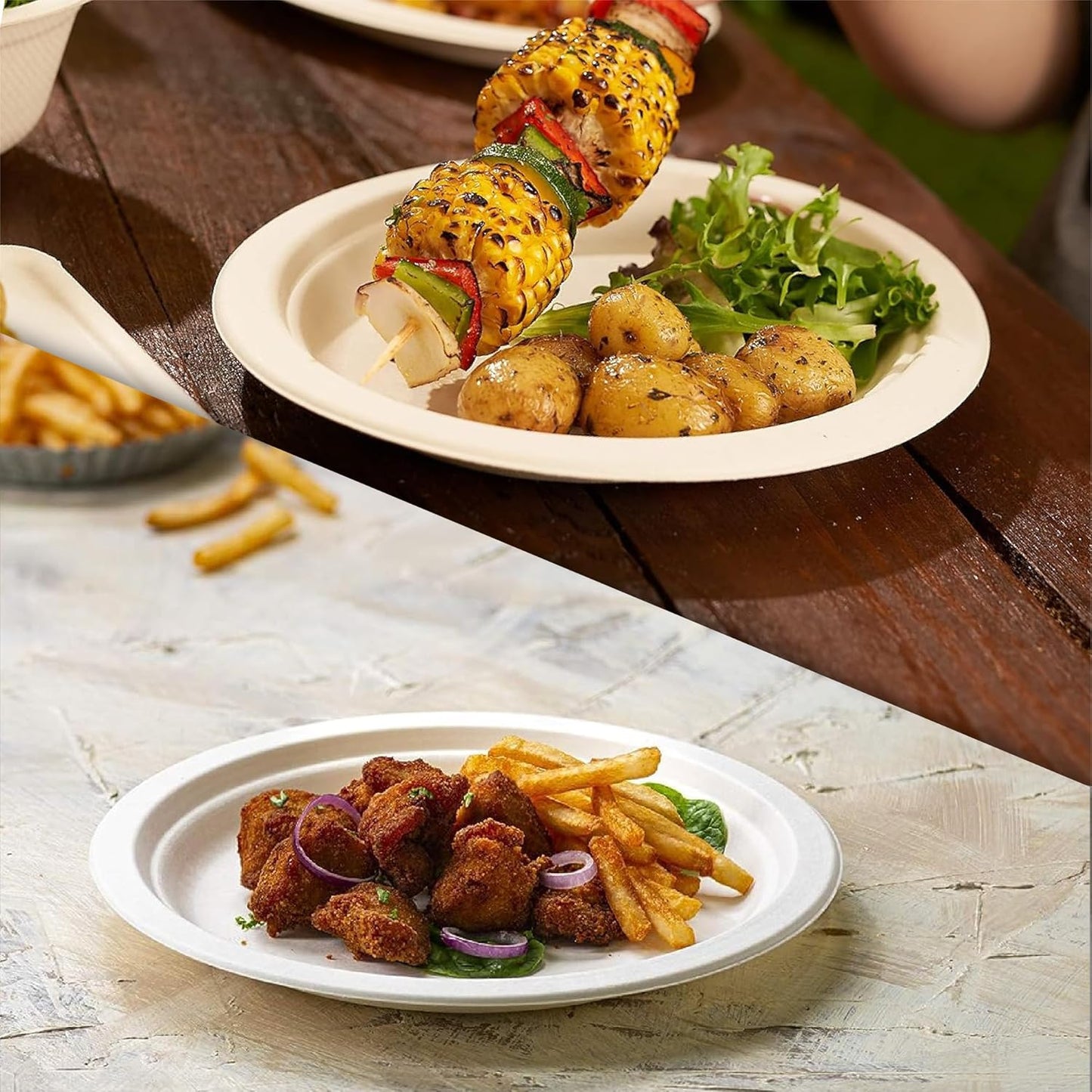 Disposable White Paper Plates | Heavy Duty, Microwave Safe, Compostable (Multiple Sizes & Pack Options)