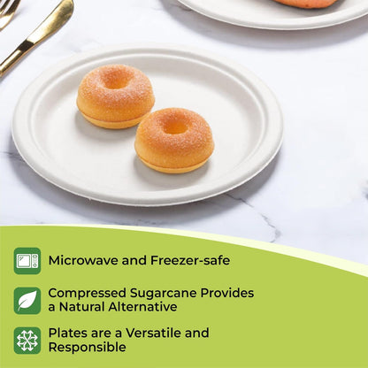 Disposable White Paper Plates | Heavy Duty, Microwave Safe, Compostable (Multiple Sizes & Pack Options)