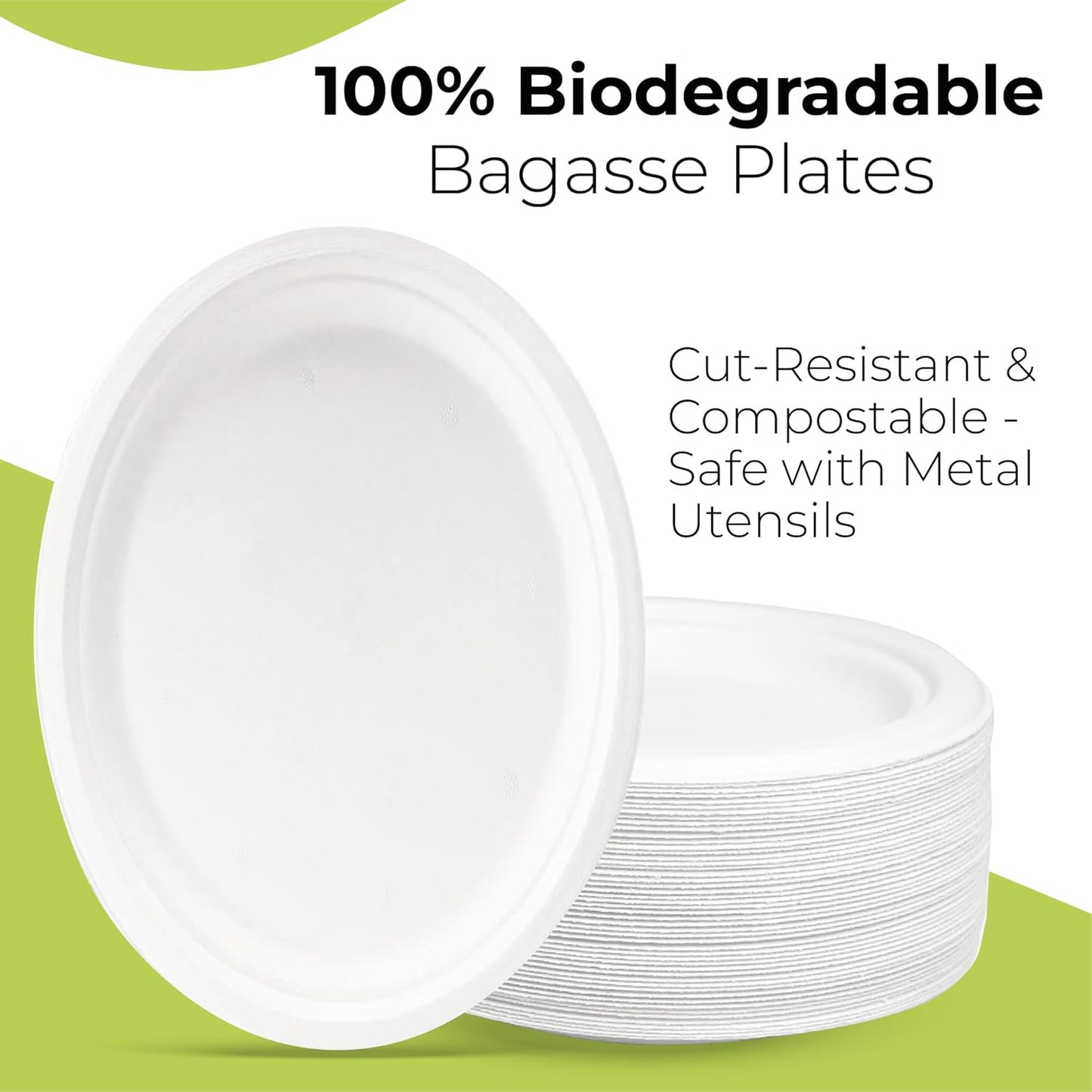 Disposable White Paper Plates | Heavy Duty, Microwave Safe, Compostable (Multiple Sizes & Pack Options)