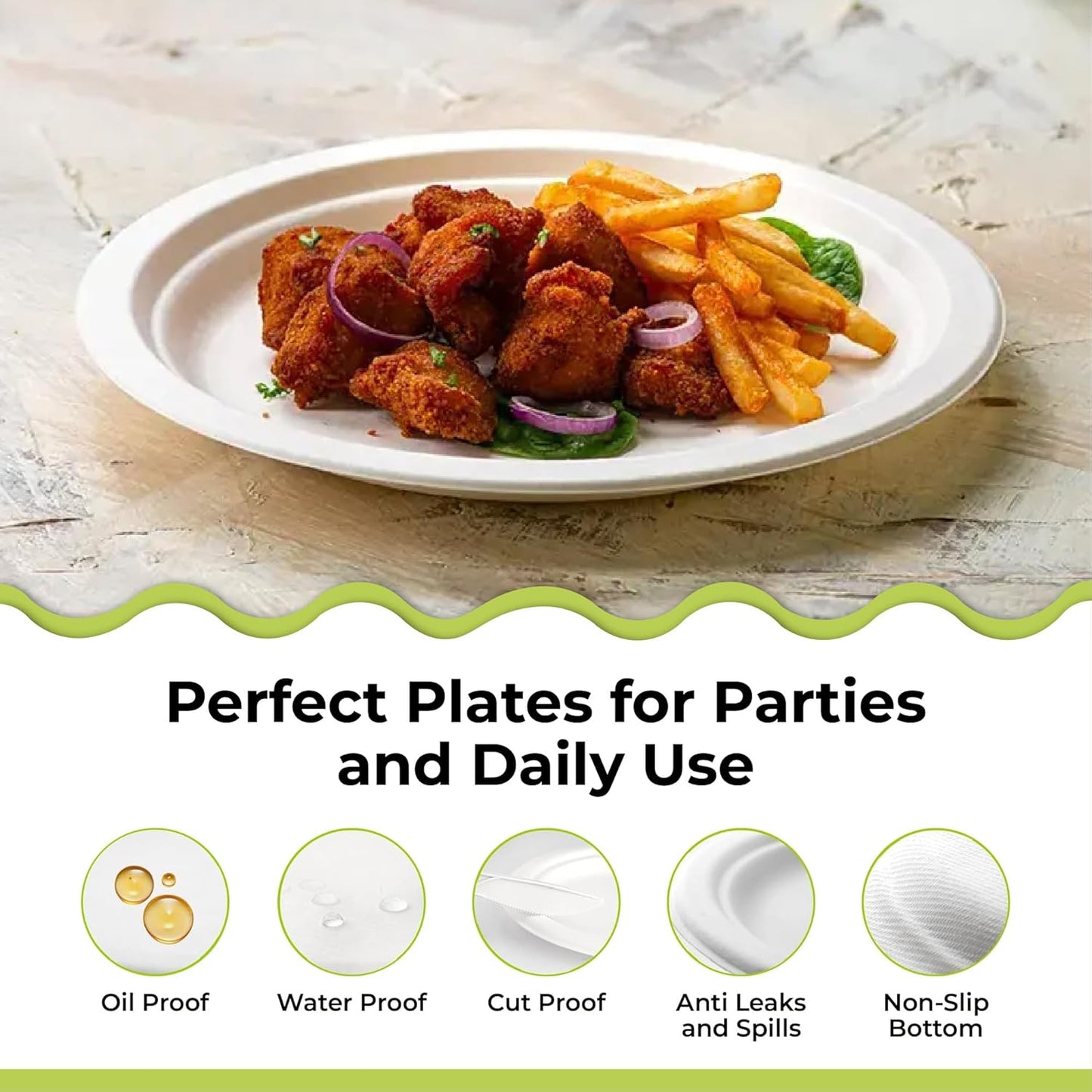 Disposable White Paper Plates | Heavy Duty, Microwave Safe, Compostable (Multiple Sizes & Pack Options)