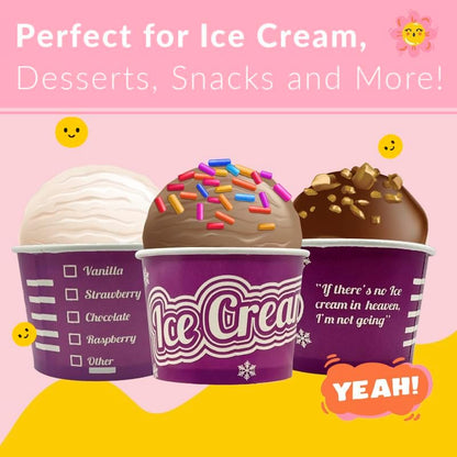 Disposable Paper Dessert Bowls Ice Cream Tubs 500ml (16oz)