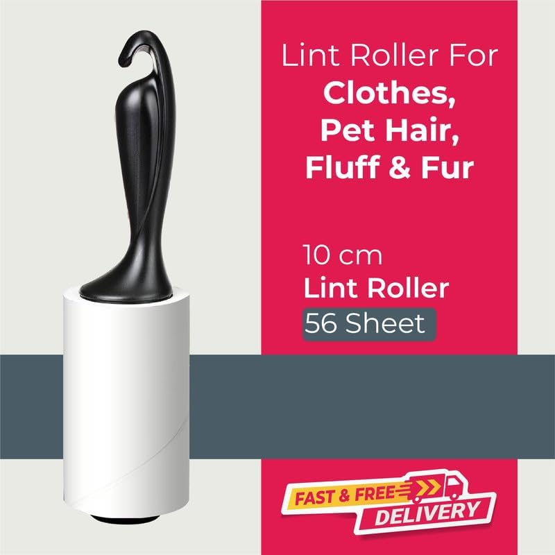 Extra Sticky Lint Roller with 56 Sheets – Refillable Pet Hair & Lint Remover, Handle Included