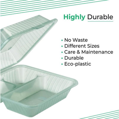 3 Compartment Meal Prep Containers with Airtight Hinged Lids – Reusable Bento Lunch Boxes, 2-8 Pack