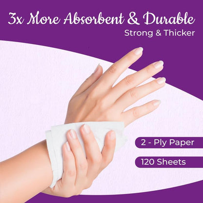 Ultra Absorbent 2-Ply Kitchen Rolls – Extra Thick & Durable Paper Towels, 120 Sheets per Roll (Bulk Packs)