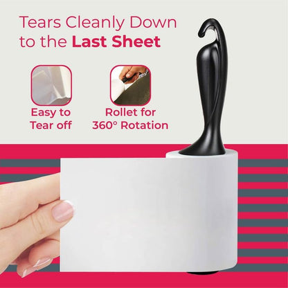 Extra Sticky Lint Roller with 56 Sheets – Refillable Pet Hair & Lint Remover, Handle Included