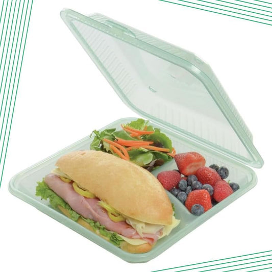 3 Compartment Meal Prep Containers with Airtight Hinged Lids – Reusable Bento Lunch Boxes, 2-8 Pack