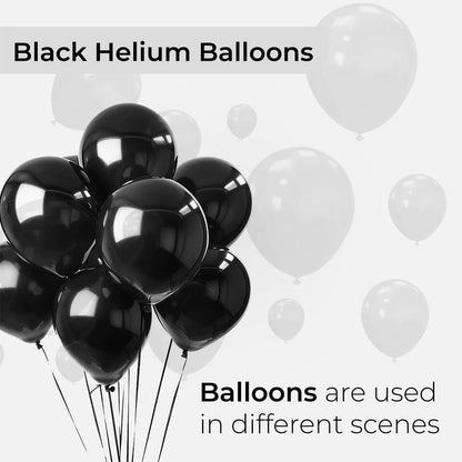 Plain Black Latex Party Balloons Perfect for Halloween, Christmas, Birthday, Wedding, Engagement, Anniversary