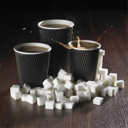 Disposable Coffee Cups – Biodegradable Ripple Wall Kraft Paper Cups (8oz & 16oz) | Insulated, Leakproof, Black
