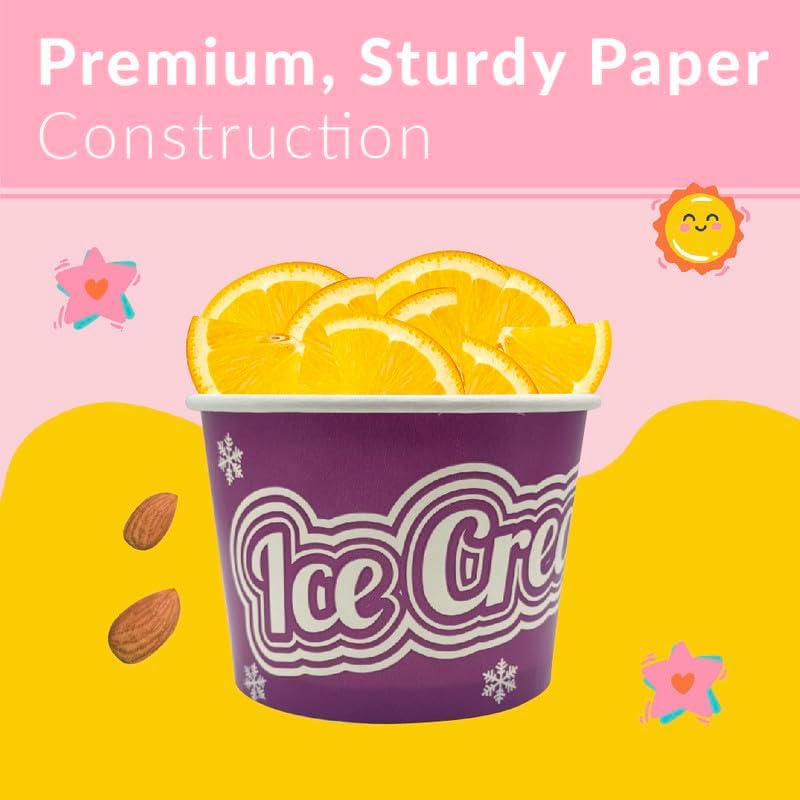 Disposable Paper Dessert Bowls Ice Cream Tubs 500ml (16oz)