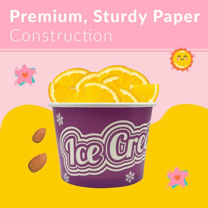 Disposable Paper Dessert Bowls Ice Cream Tubs 500ml (16oz)