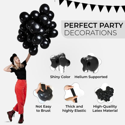 Plain Black Latex Party Balloons Perfect for Halloween, Christmas, Birthday, Wedding, Engagement, Anniversary