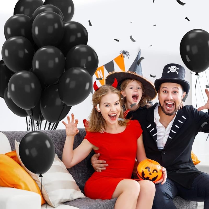 Plain Black Latex Party Balloons Perfect for Halloween, Christmas, Birthday, Wedding, Engagement, Anniversary