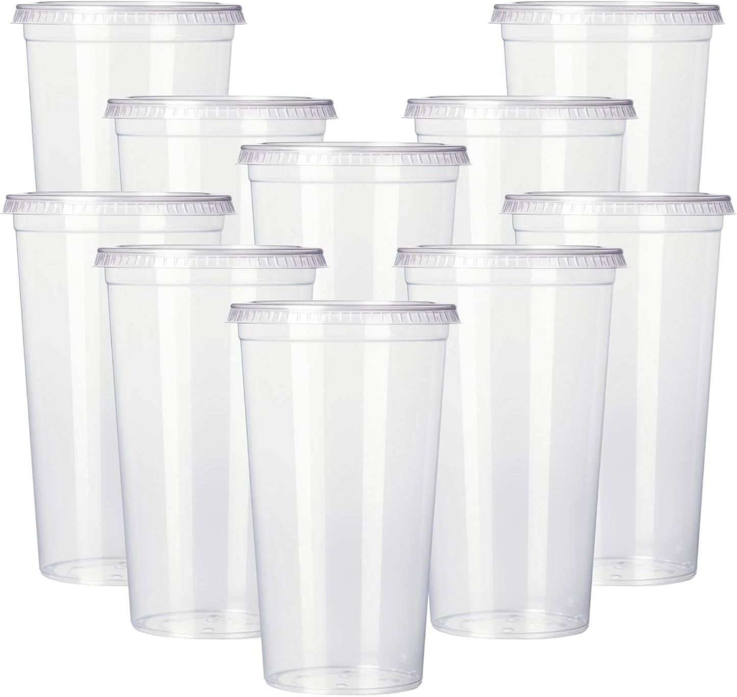Disposable Plastic Smoothie Milkshake Slush Cups (14oz) with Lids