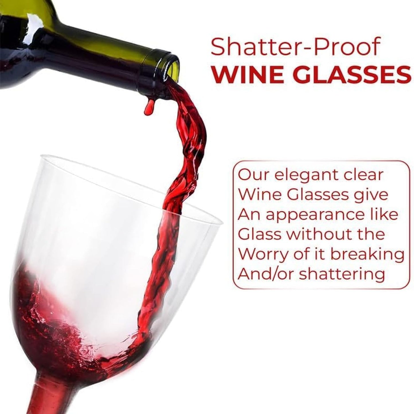 Reusable Clear Plastic Wine Glasses for Cocktails, Tastings and Parties – 20cl