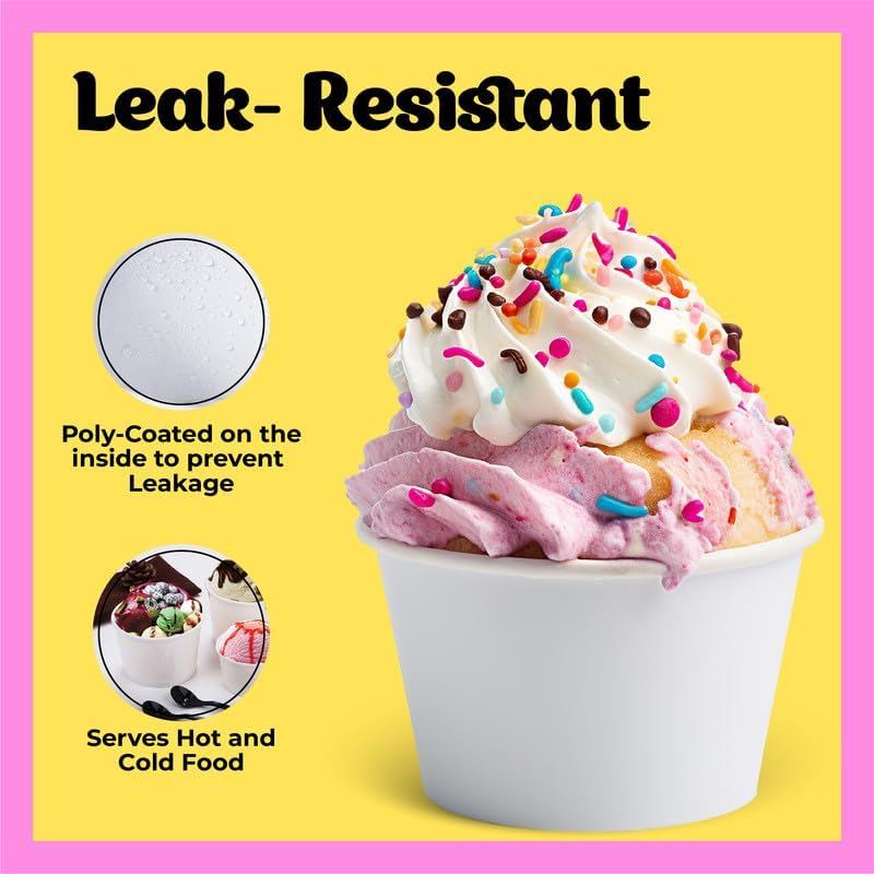 Disposable Ice Cream & Soup Paper Cups – 12oz, Single Wall, Leak-Resistant, 1000pcs