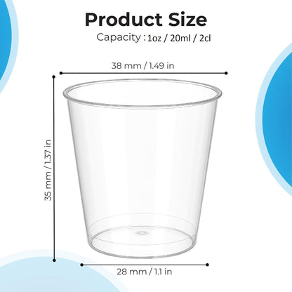 NIEVAN Crystal Clear Plastic Shot Glasses for Christmas, Weddings, Birthdays– 1oz (20ml)