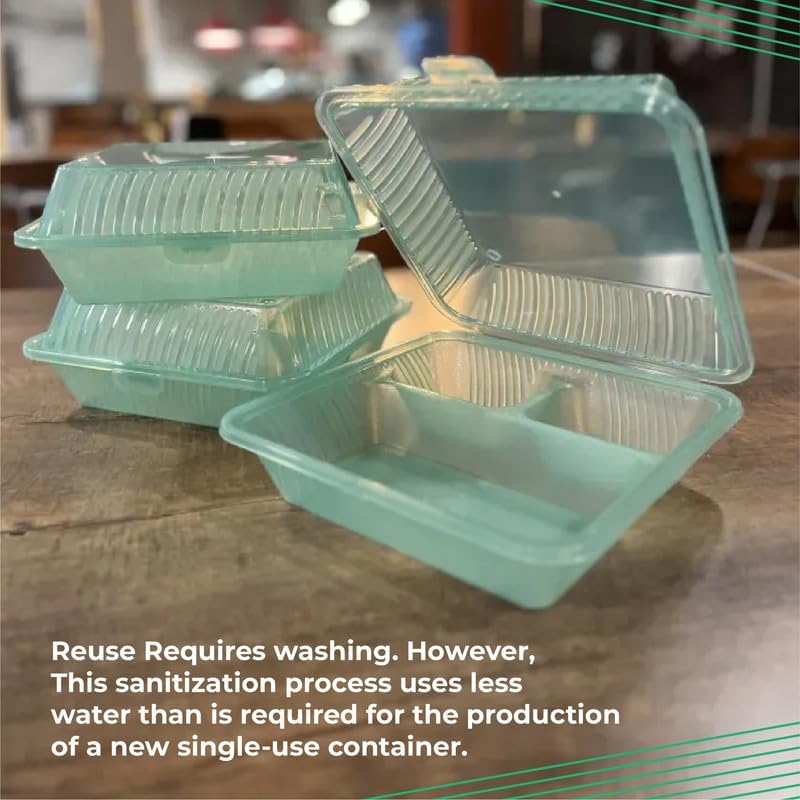 3 Compartment Meal Prep Containers with Airtight Hinged Lids – Reusable Bento Lunch Boxes, 2-8 Pack
