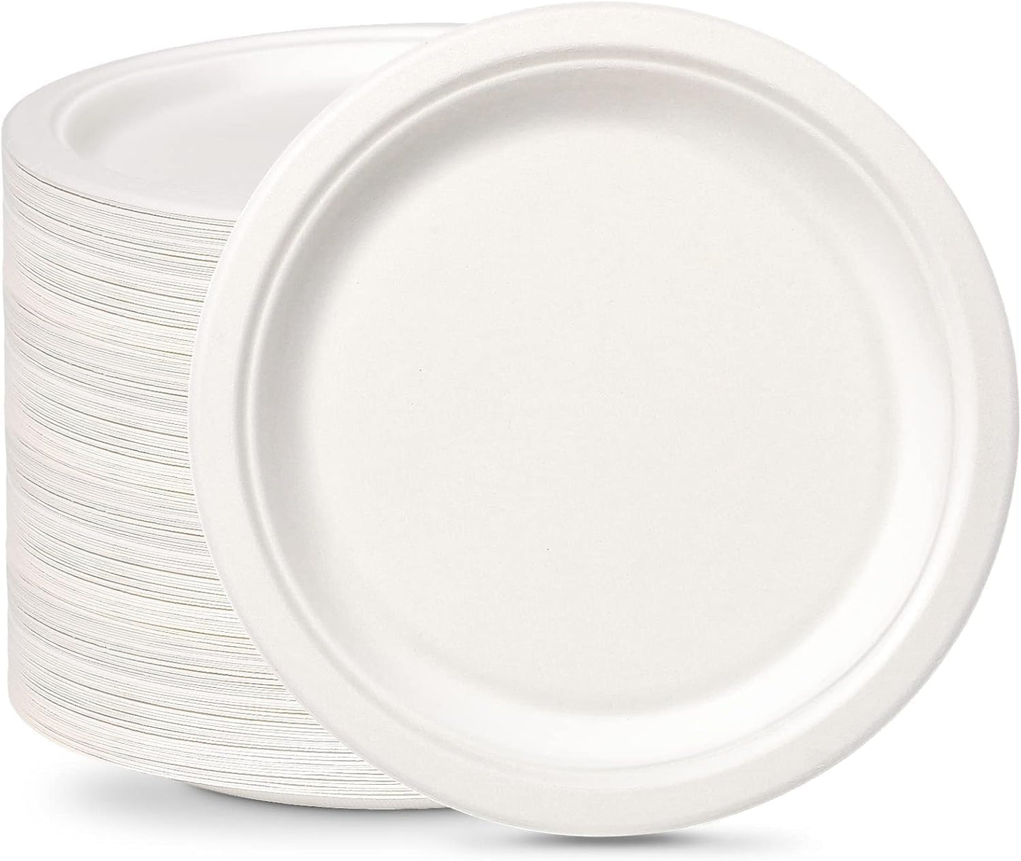 Disposable White Paper Plates | Heavy Duty, Microwave Safe, Compostable (Multiple Sizes & Pack Options)
