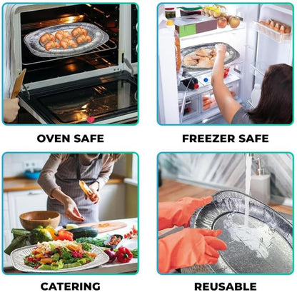 Aluminum Foil Oval Platter 22" Disposable Lightweight Catering Tray Pack of 2 to 10pcs.