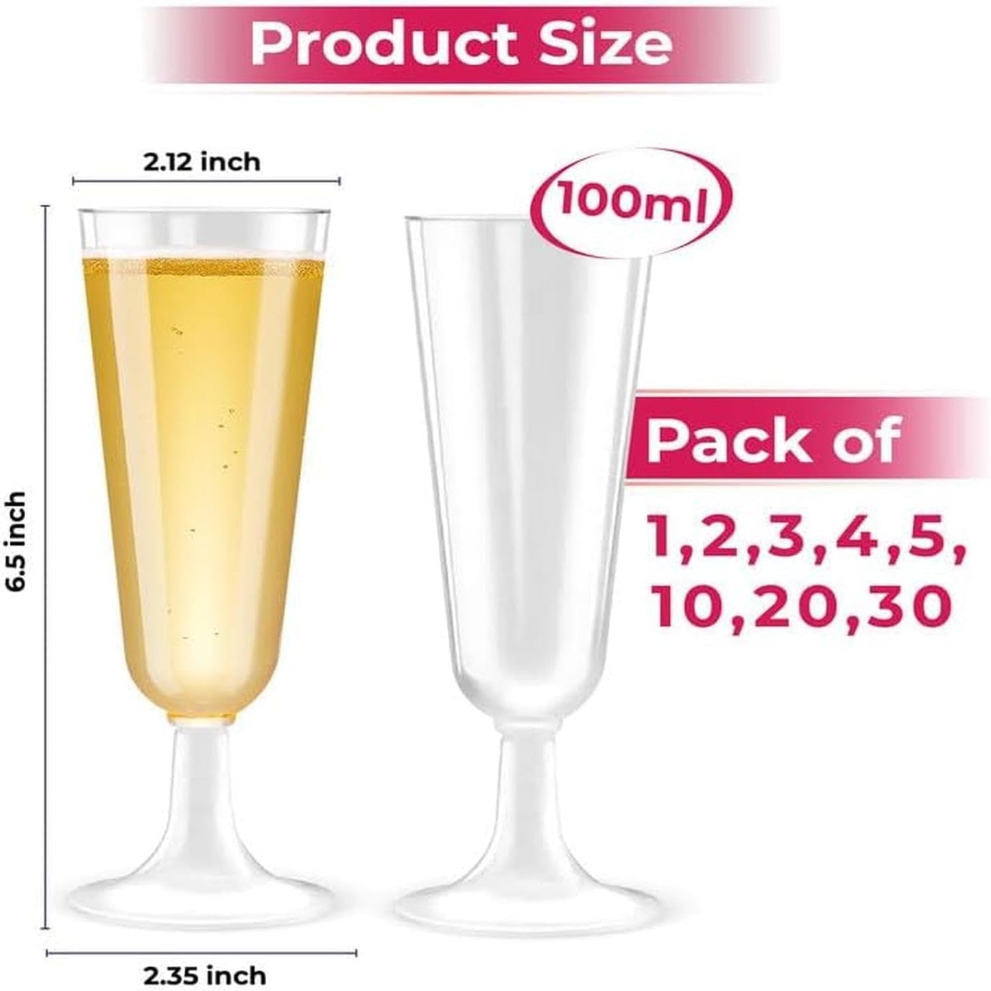 🍾 Premium Plastic Champagne Flutes 100ml
