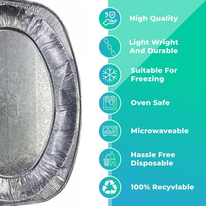 Aluminum Foil Oval Platter 22" Disposable Lightweight Catering Tray Pack of 2 to 10pcs.