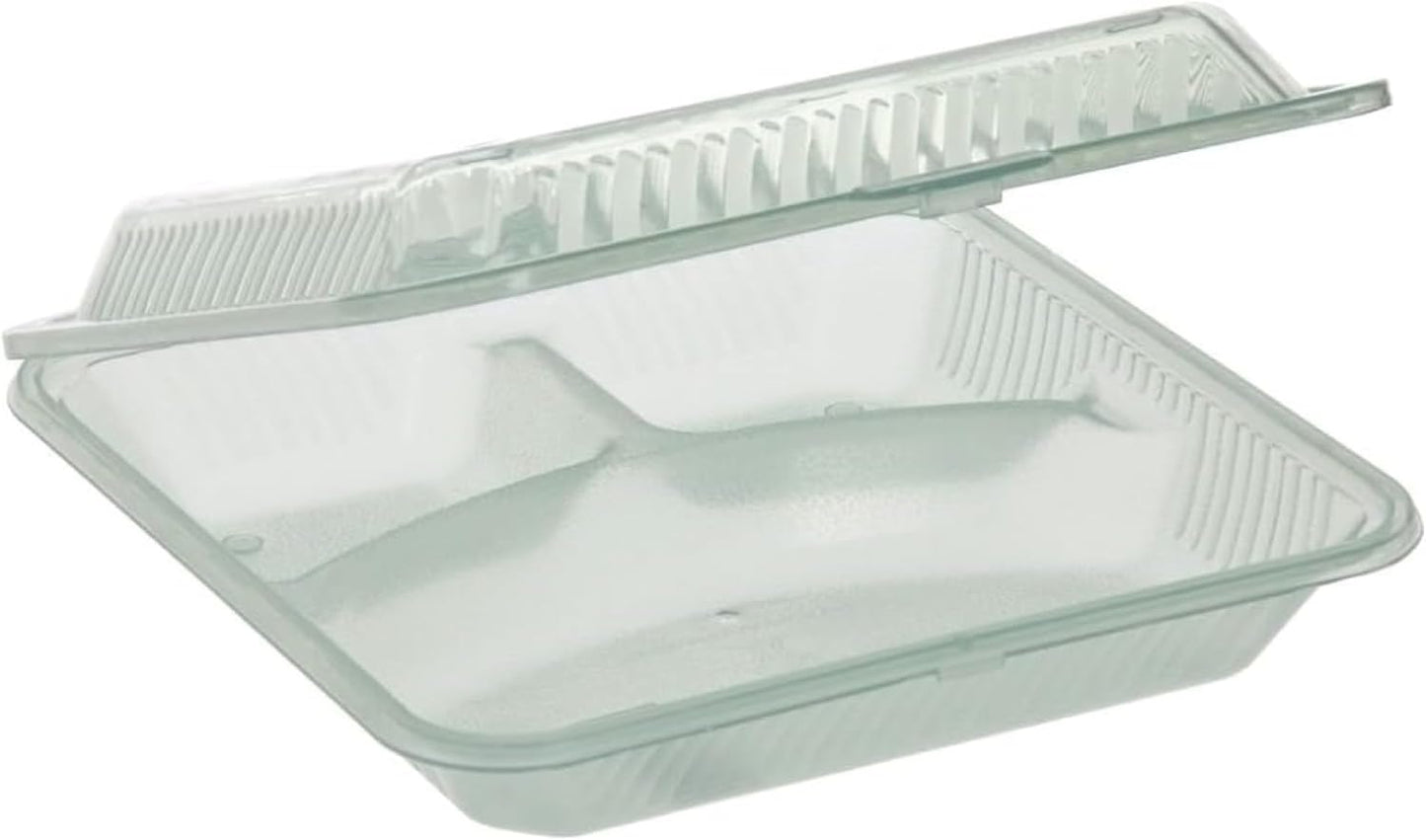 3 Compartment Meal Prep Containers with Airtight Hinged Lids – Reusable Bento Lunch Boxes, 2-8 Pack