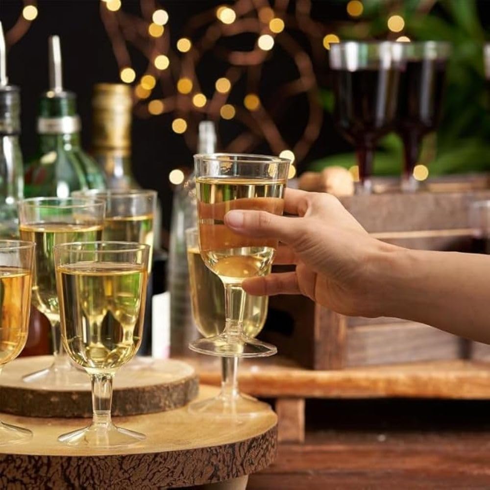 Reusable Clear Plastic Wine Glasses for Cocktails, Tastings and Parties – 20cl