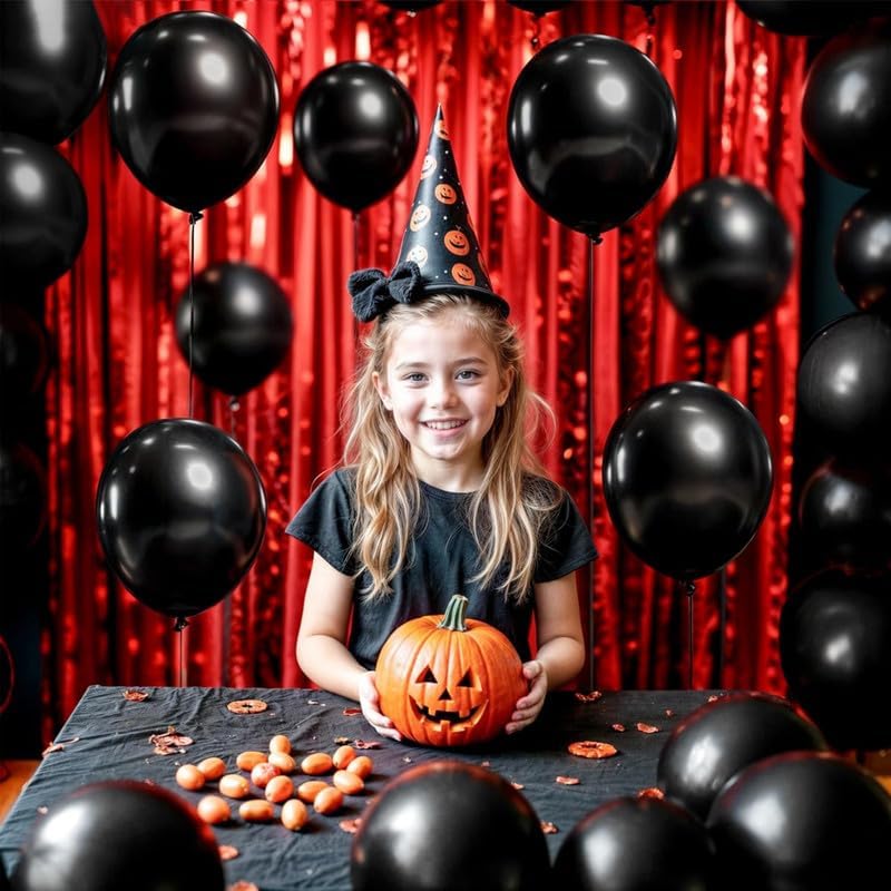 Plain Black Latex Party Balloons Perfect for Halloween, Christmas, Birthday, Wedding, Engagement, Anniversary