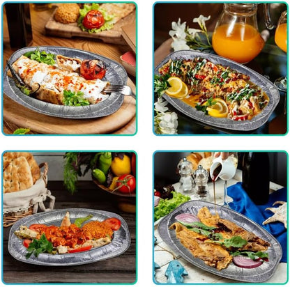 Aluminum Foil Oval Platter 22" Disposable Lightweight Catering Tray Pack of 2 to 10pcs.