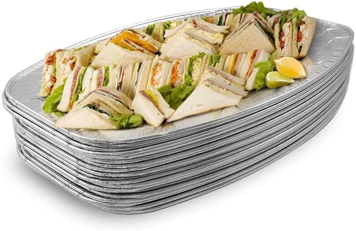 Aluminum Foil Oval Platter 22" Disposable Lightweight Catering Tray Pack of 2 to 10pcs.