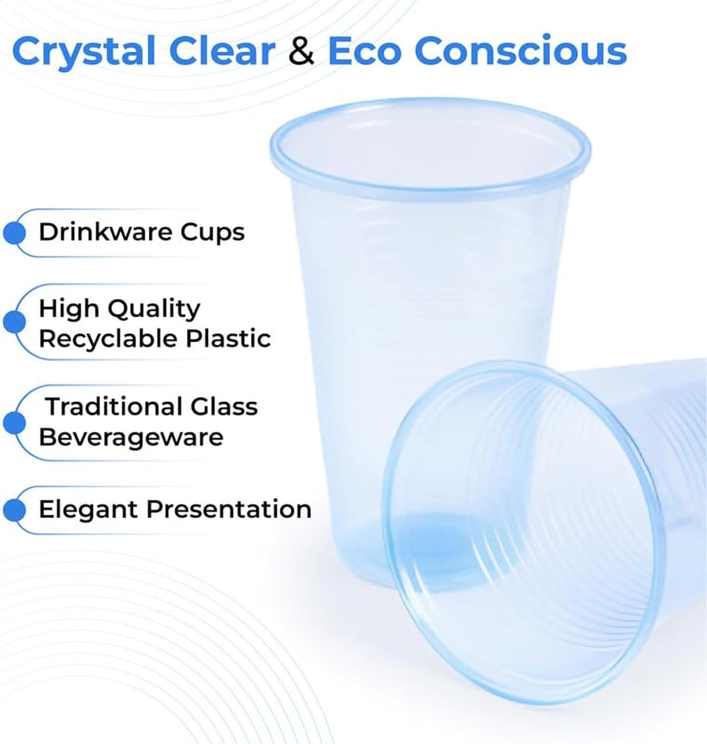 Blue Reusable Plastic Cups 9oz (250ml) – Durable Ripple Tumblers for Parties, Events, Catering & Hospitality