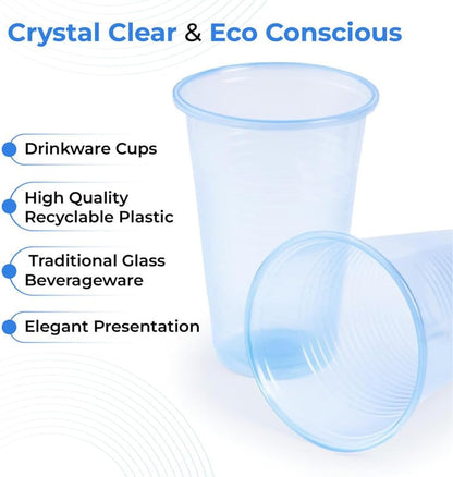 Blue Reusable Plastic Cups 9oz (250ml) – Durable Ripple Tumblers for Parties, Events, Catering & Hospitality