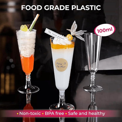 🍾 Premium Plastic Champagne Flutes 100ml