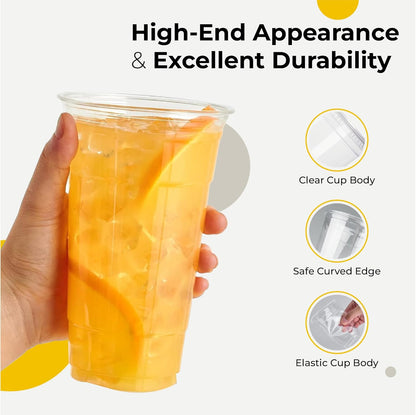 Clear 14oz Plastic Cups for Smoothies & Milkshakes – Food-Grade Disposable/Reusable Drinkware for Weddings, Birthdays & Cafés