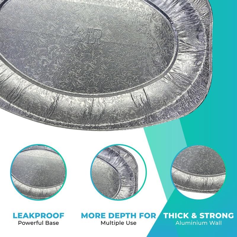 Aluminum Foil Oval Platter 22" Disposable Lightweight Catering Tray Pack of 2 to 10pcs.