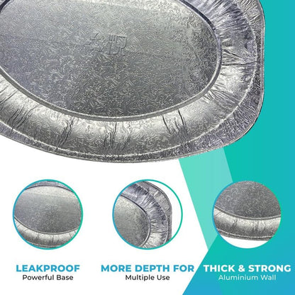 Aluminum Foil Oval Platter 22" Disposable Lightweight Catering Tray Pack of 2 to 10pcs.
