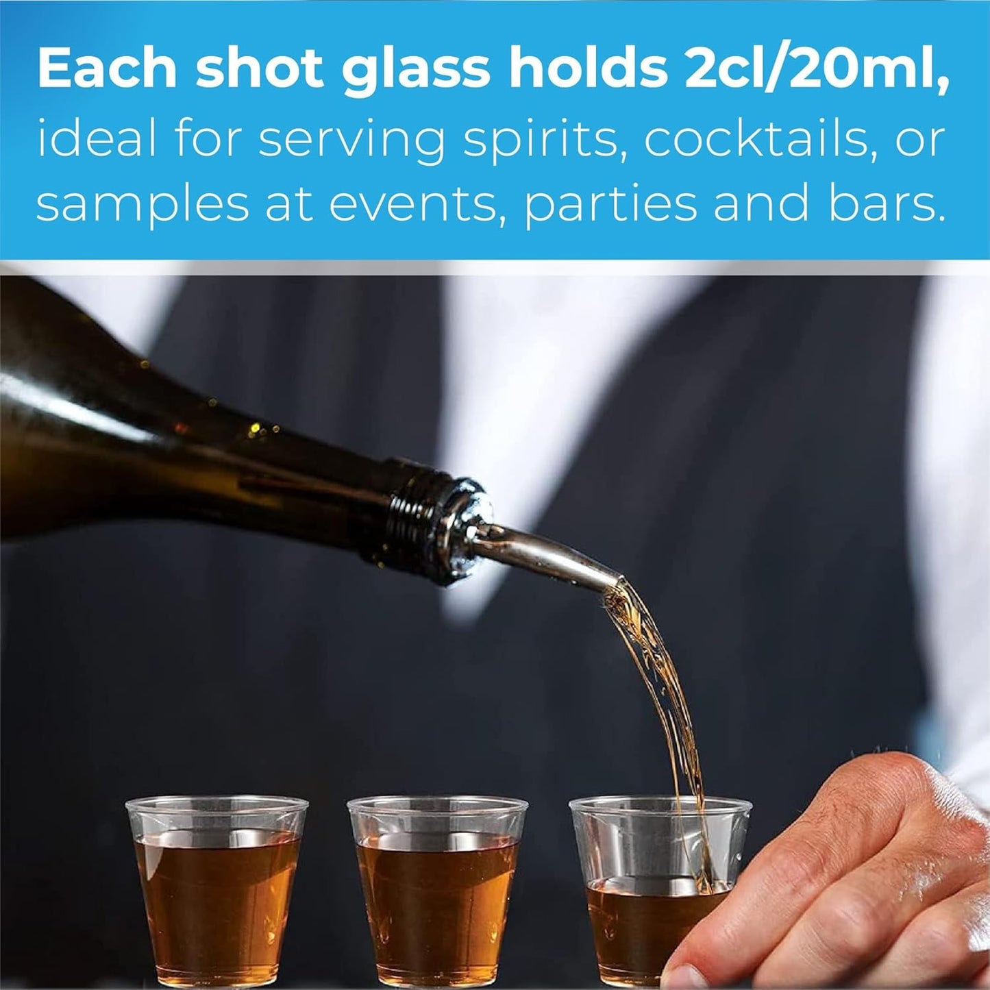 NIEVAN Crystal Clear Plastic Shot Glasses for Christmas, Weddings, Birthdays– 1oz (20ml)