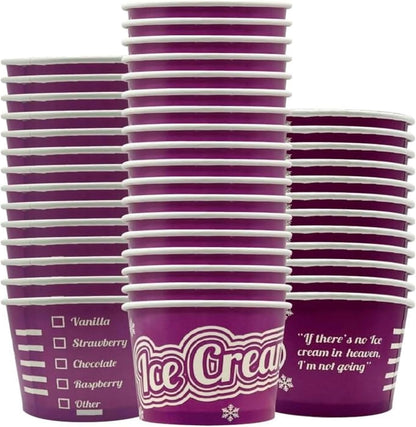 Disposable Paper Dessert Bowls Ice Cream Tubs 500ml (16oz)