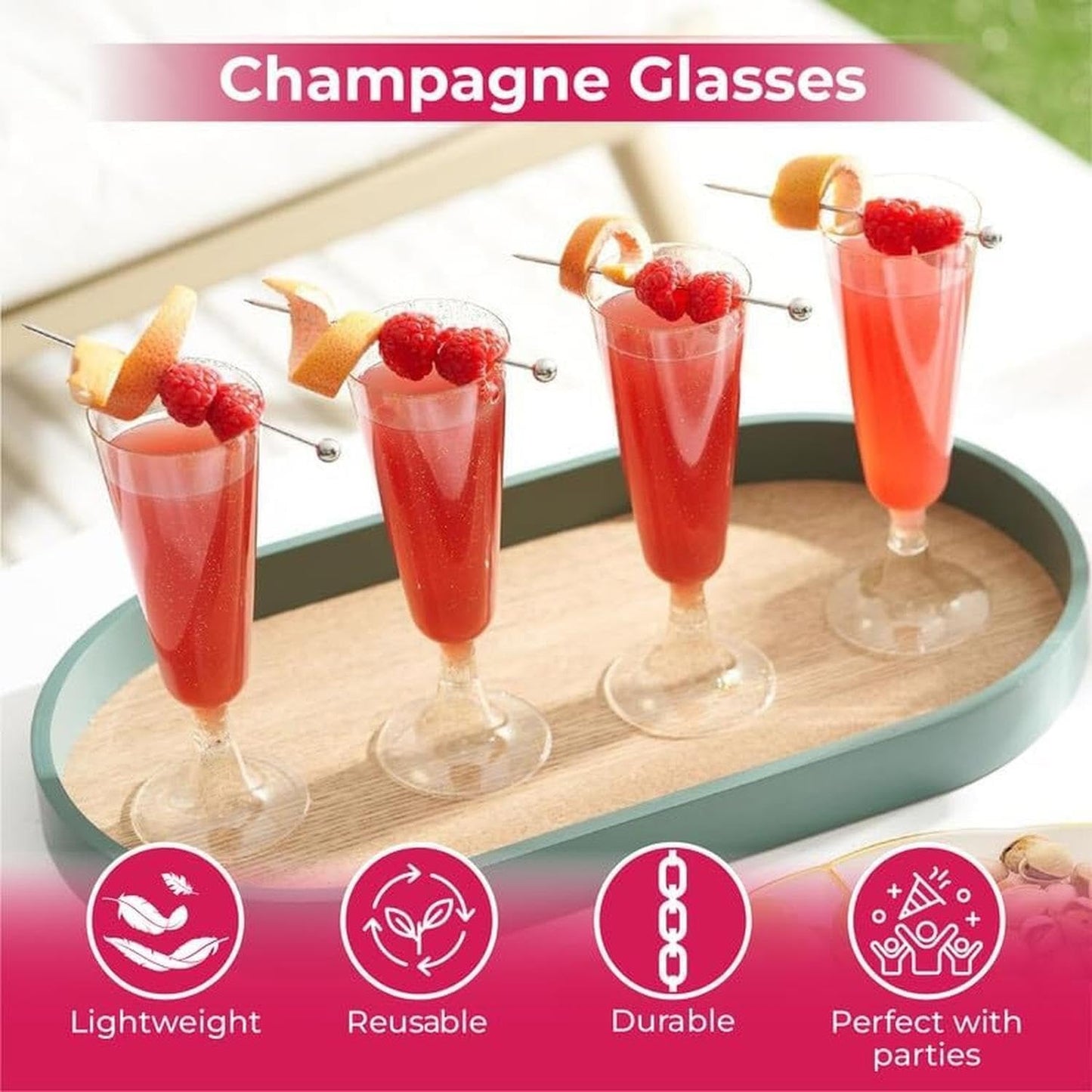 🍾 Premium Plastic Champagne Flutes 100ml