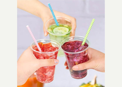 Disposable Plastic Smoothie Milkshake Slush Cups (14oz) with Lids
