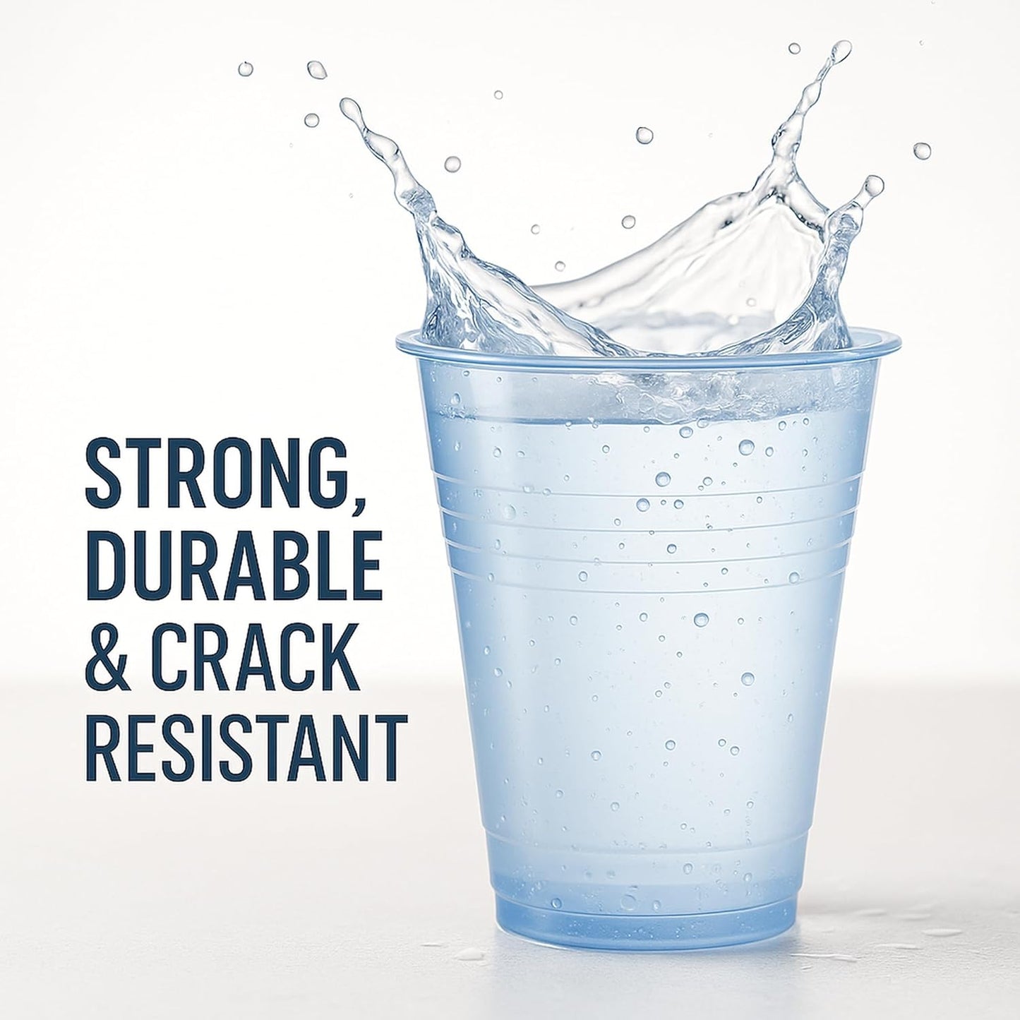 Blue Reusable Plastic Cups 9oz (250ml) – Durable Ripple Tumblers for Parties, Events, Catering & Hospitality