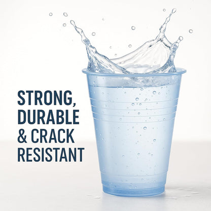 Blue Reusable Plastic Cups 9oz (250ml) – Durable Ripple Tumblers for Parties, Events, Catering & Hospitality