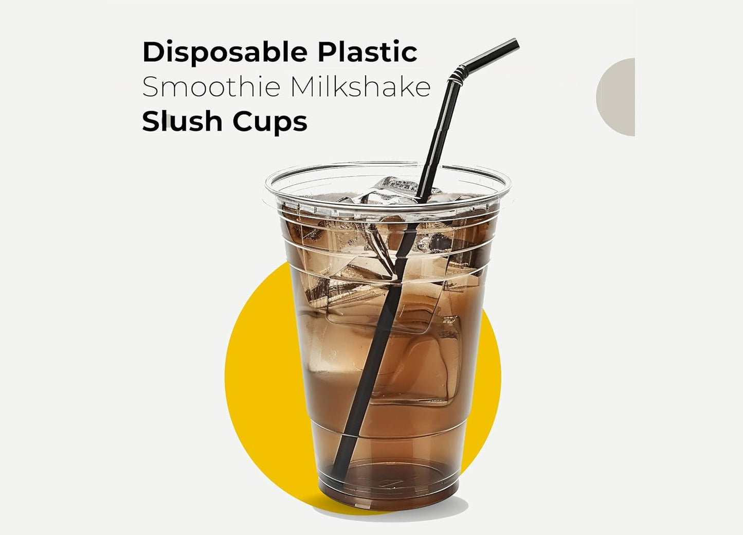 Disposable Plastic Smoothie Milkshake Slush Cups (14oz) with Lids