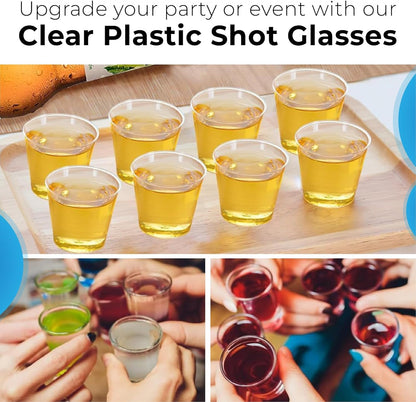 NIEVAN Crystal Clear Plastic Shot Glasses for Christmas, Weddings, Birthdays– 1oz (20ml)