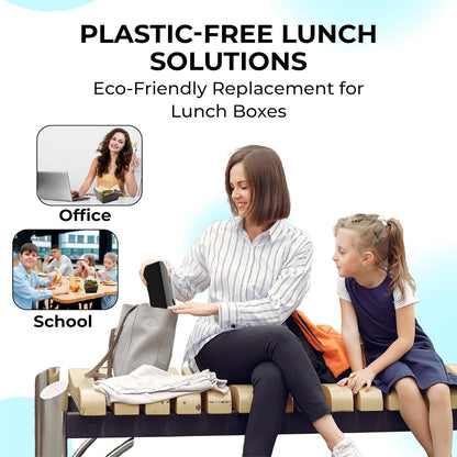 NIEVAN Black Snack Box – Interlocking, Secure-Close, Disposable Takeaway Container, Recyclable, Ideal for Snacks, Pasta & Noodles
